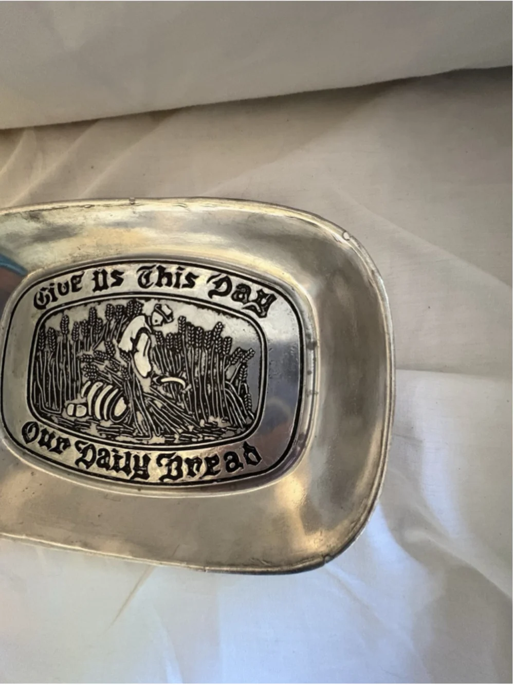 Vintage Wilton Armetale Pewter Bead Tray And/or Decor Spiritual Christianity